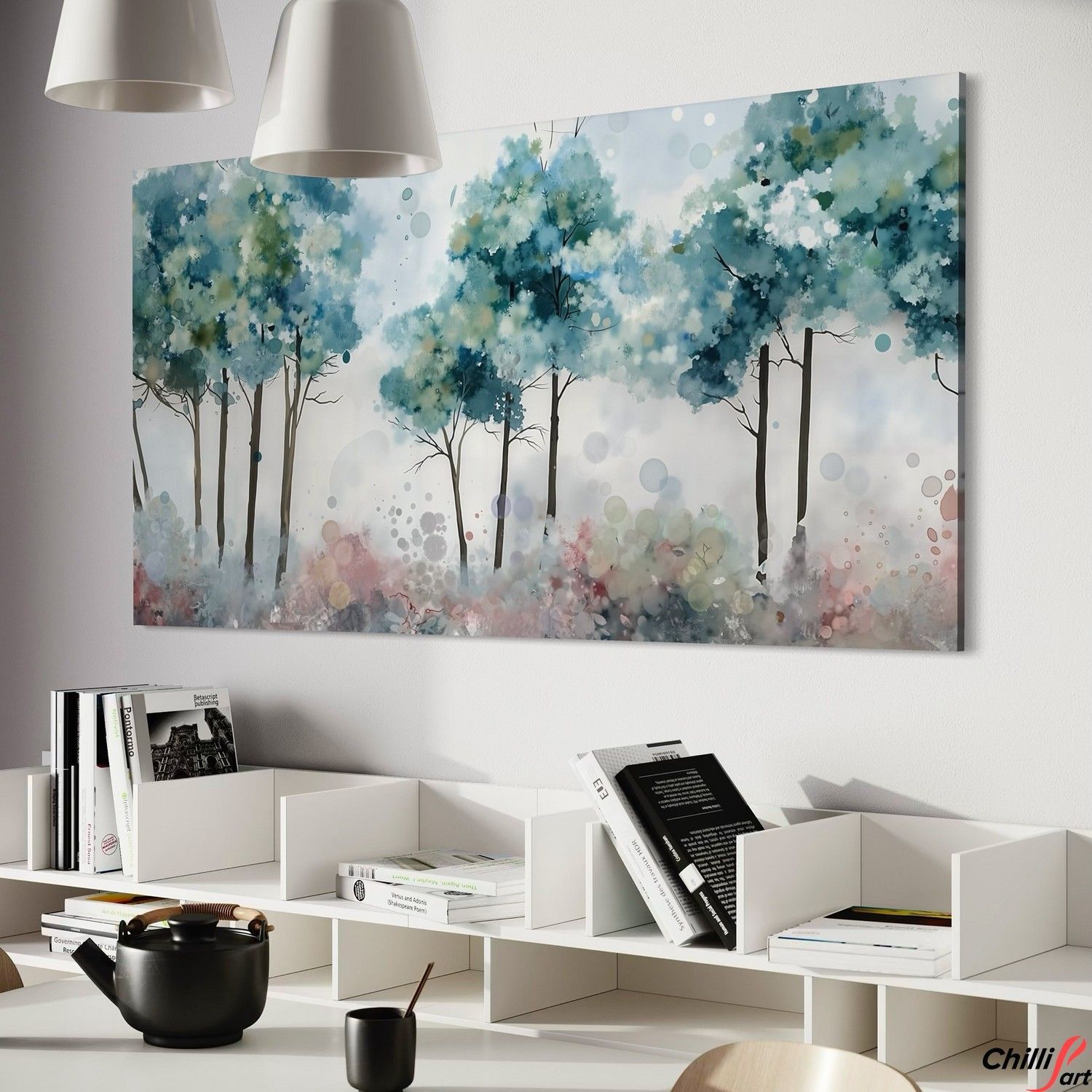 Картина Watercolor Woodland Landscape