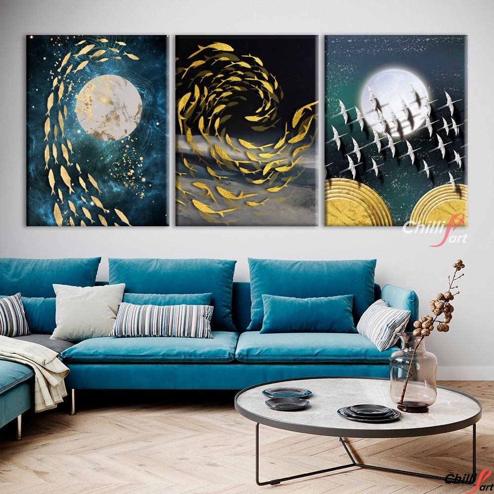Картина Abstraction Gold Fish And Birds