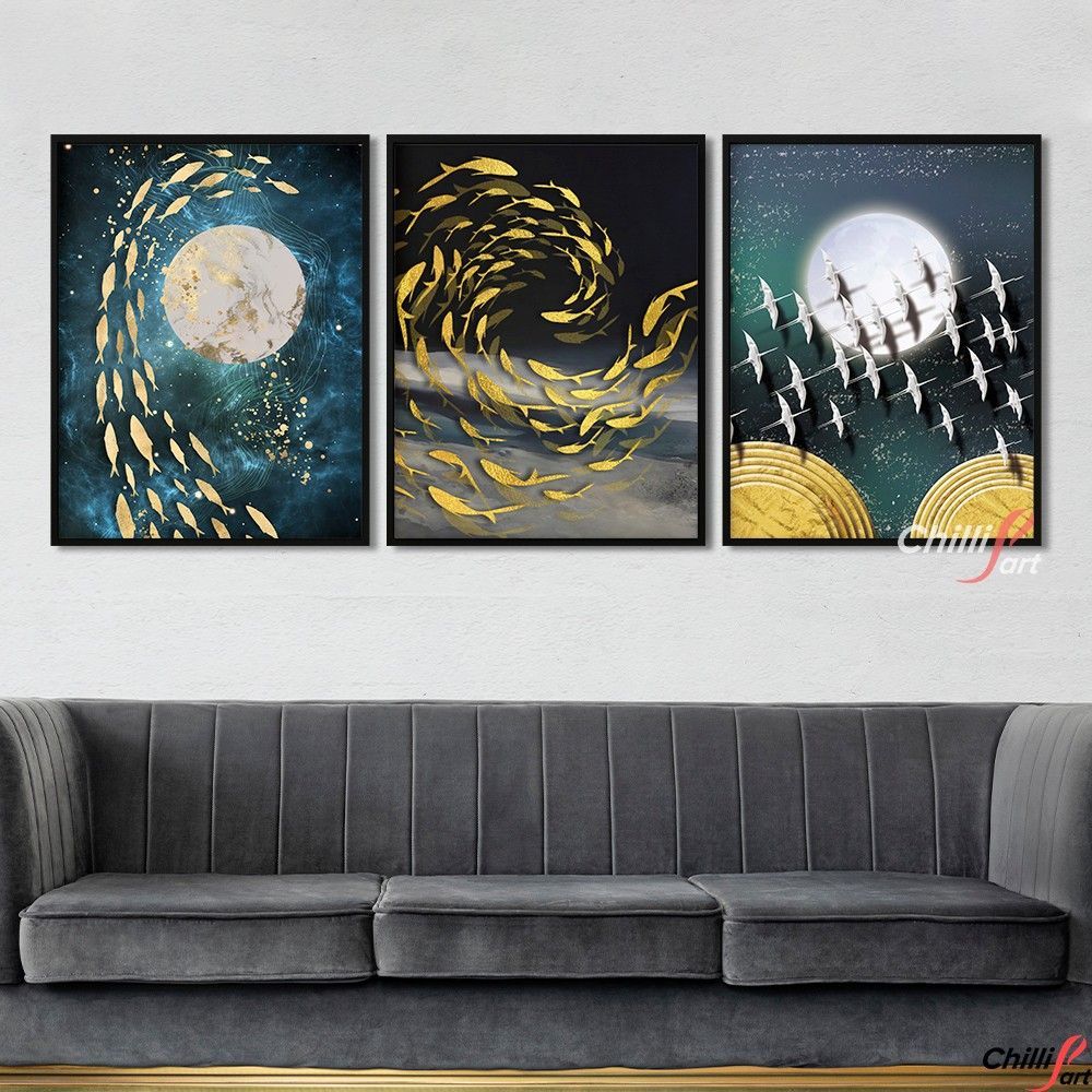 Картина Abstraction Gold Fish And Birds