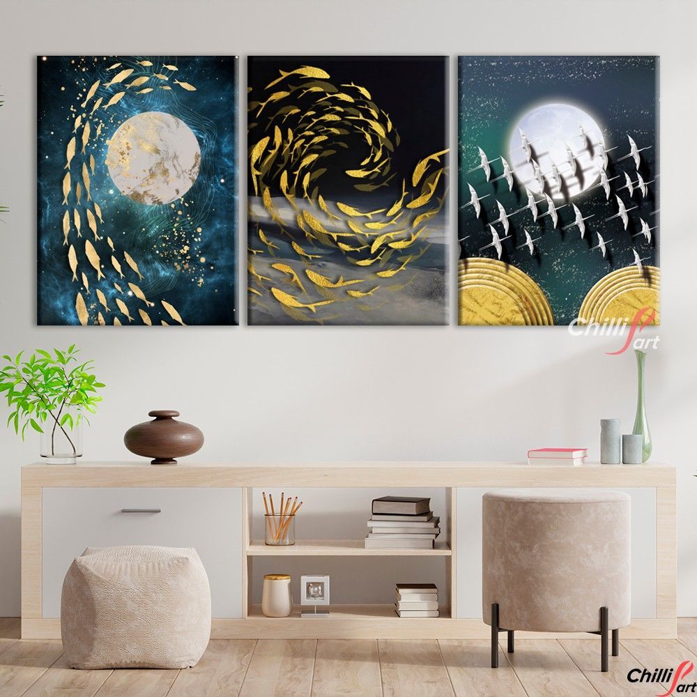 Картина Abstraction Gold Fish And Birds