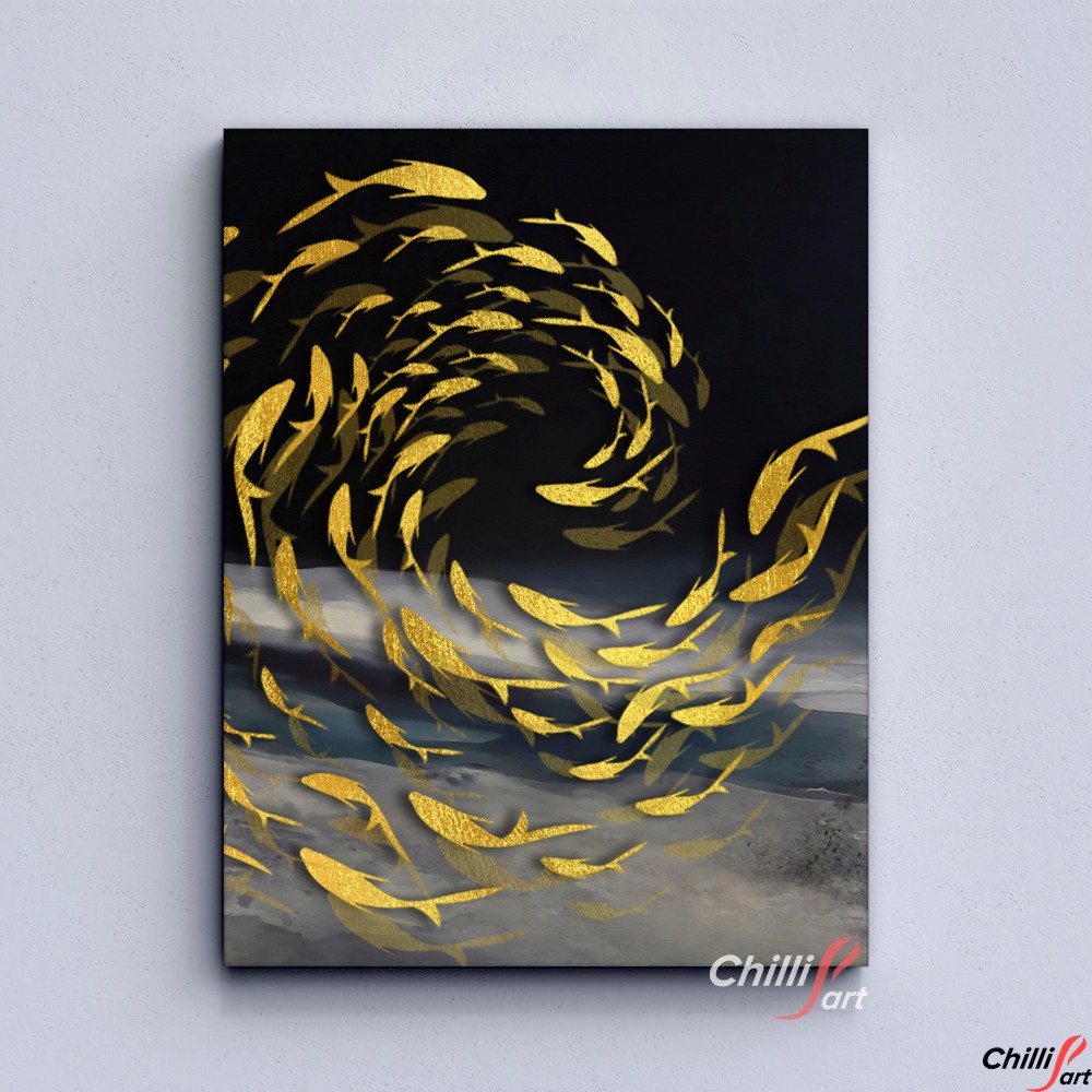 Картина Abstraction Gold Fish And Birds