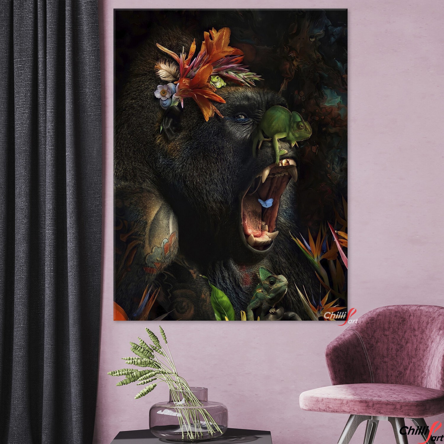 Картина Gorilla and flowers