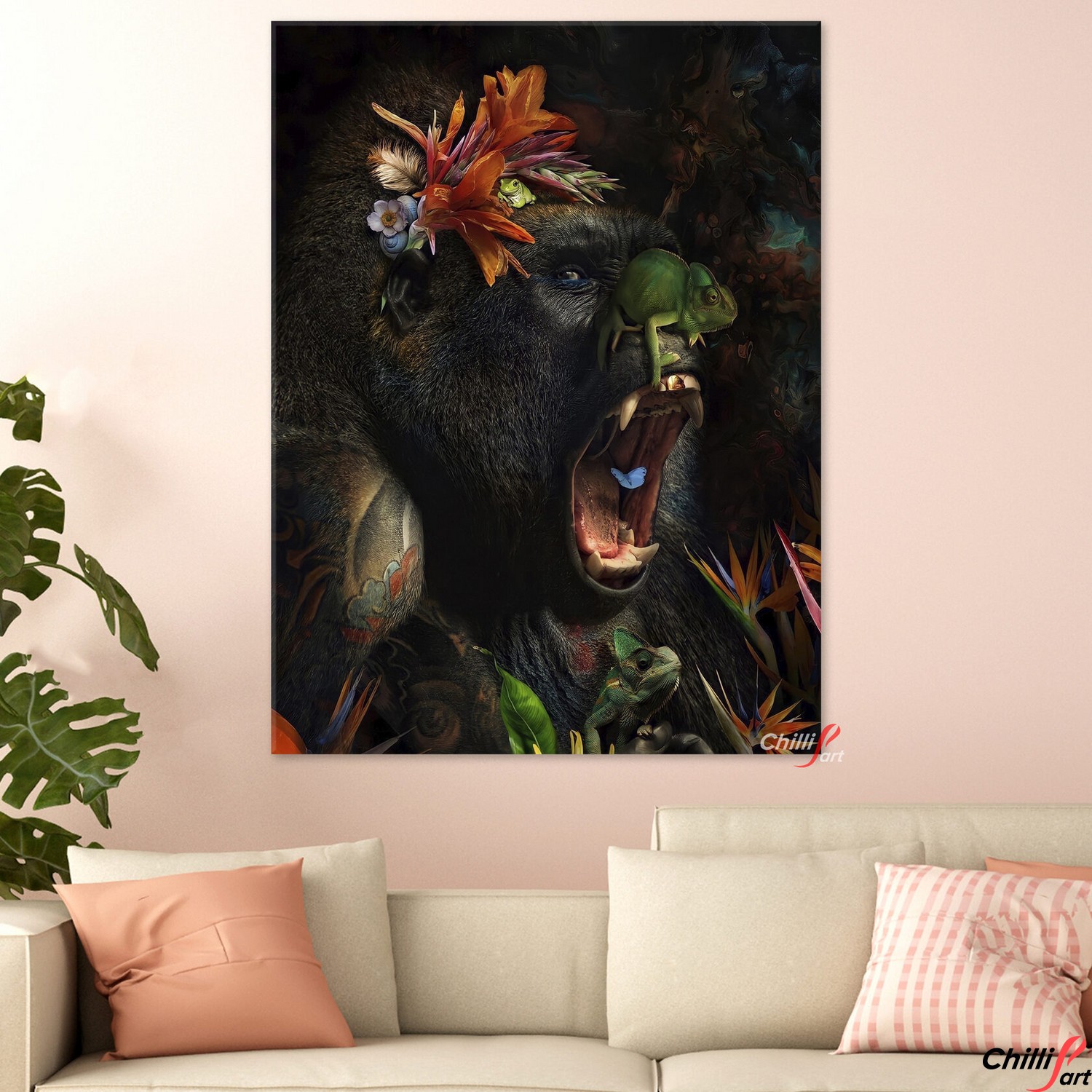 Картина Gorilla and flowers