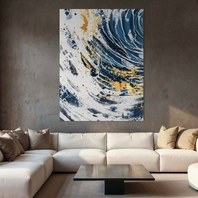 Картина Blue Gold Splash Modern Abstract