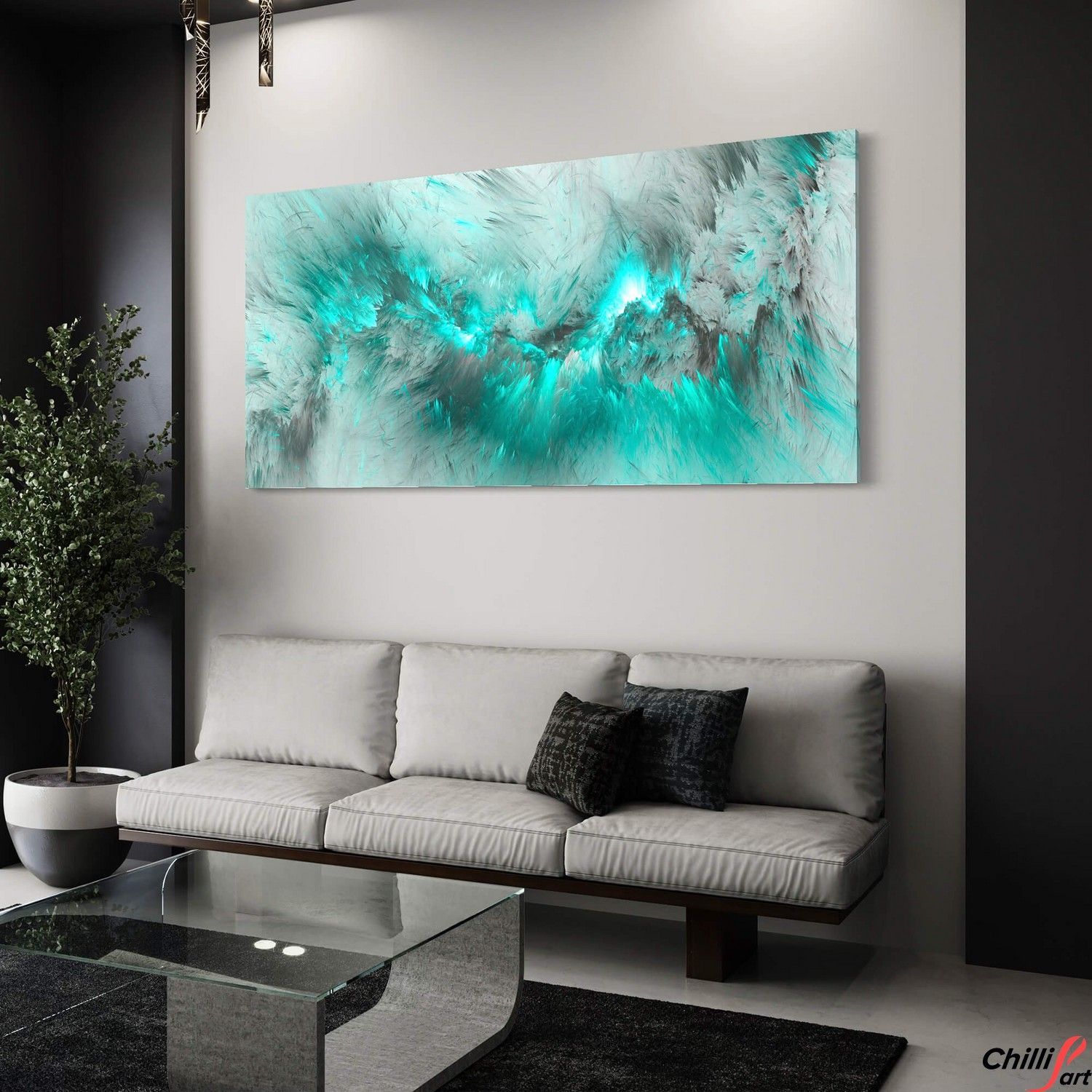 Картина Grey & Turquoise Cloud - 40х80 см - БЕЗ РАМКИ