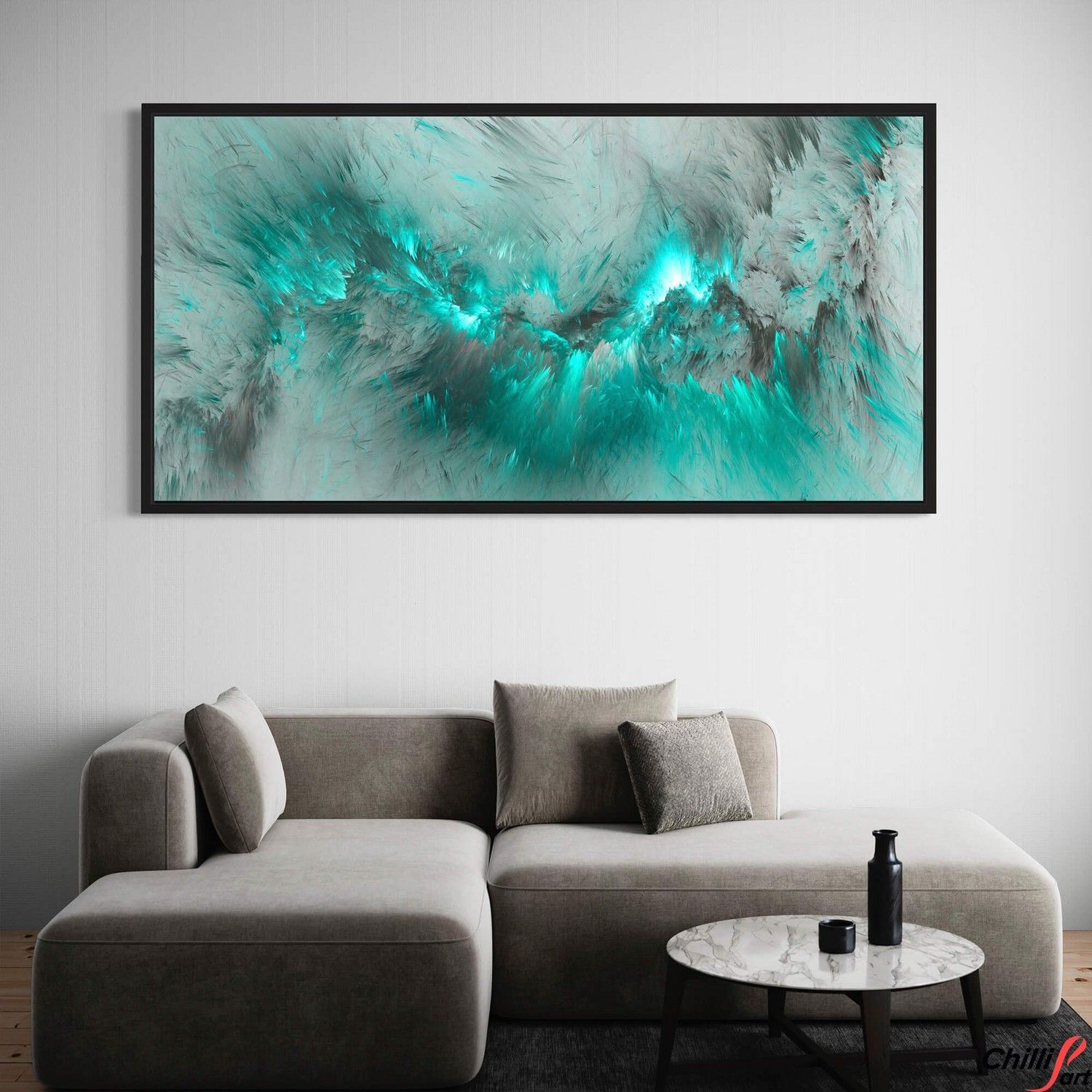Картина Grey & Turquoise Cloud - 40х80 см - БЕЗ РАМКИ