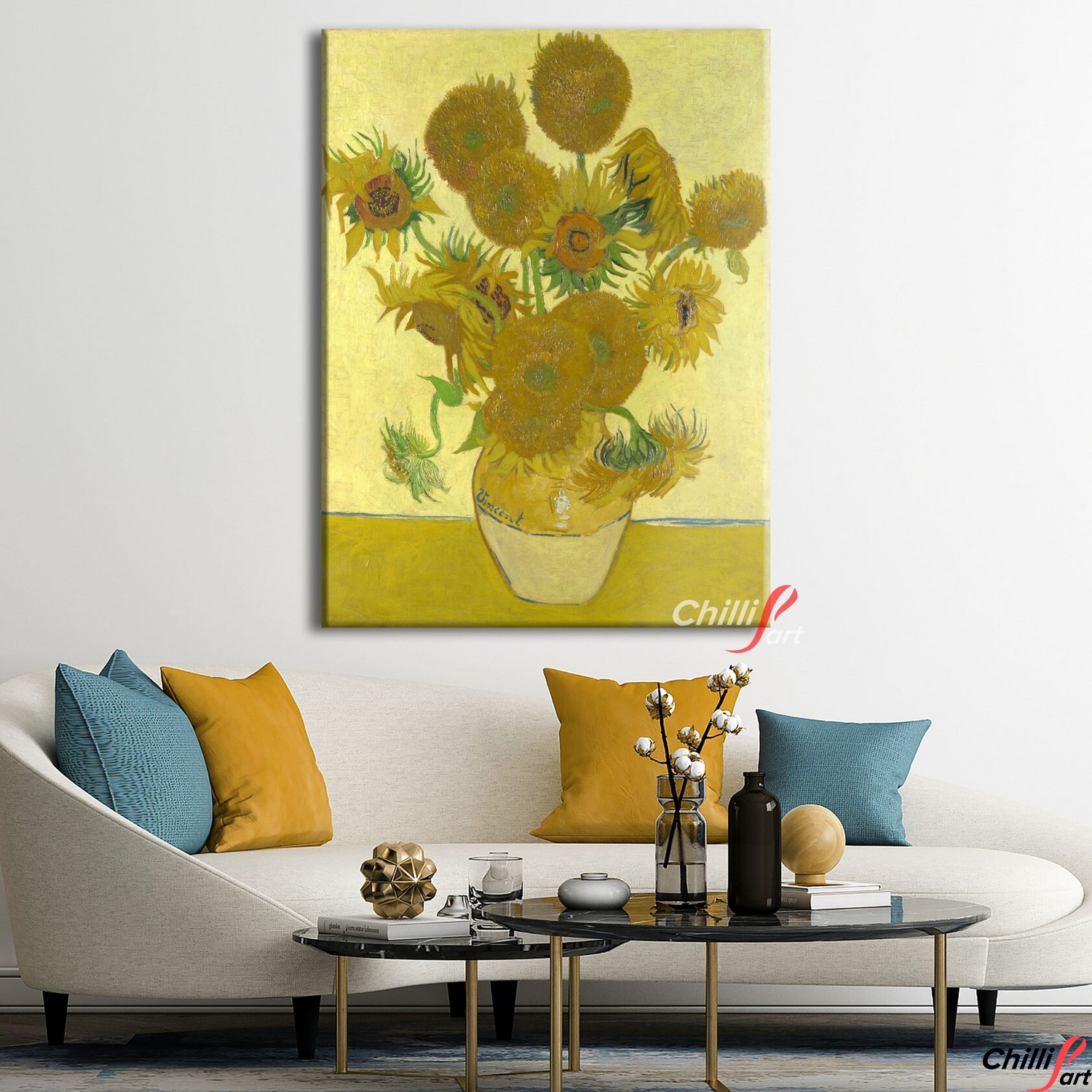 Картина Подсолнухи в жёлтой вазе
