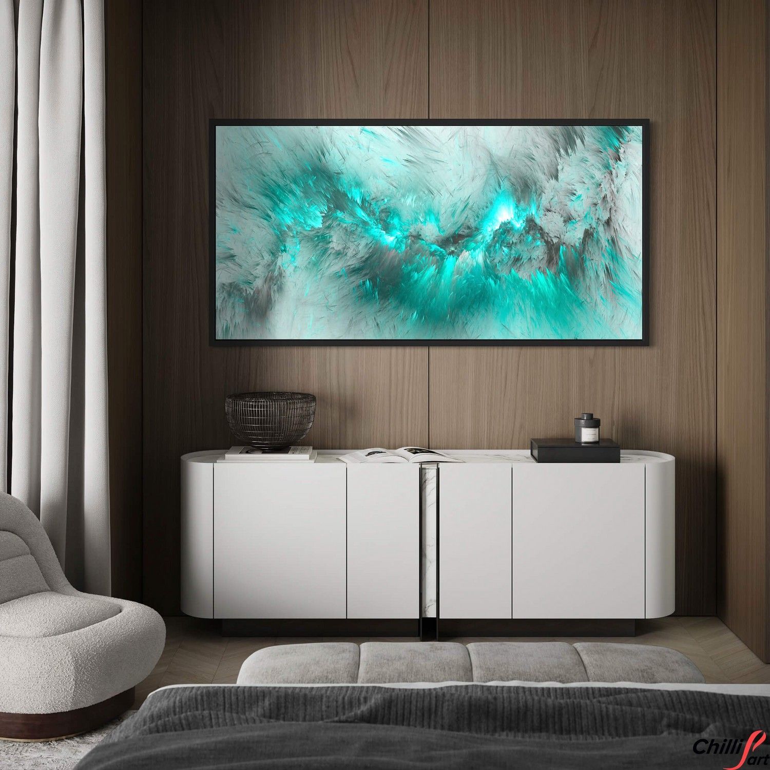 Картина Grey & Turquoise Cloud - 40х80 см - БЕЗ РАМКИ