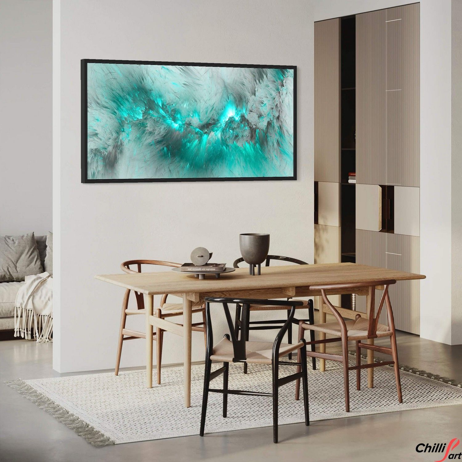 Картина Grey & Turquoise Cloud - 40х80 см - БЕЗ РАМКИ
