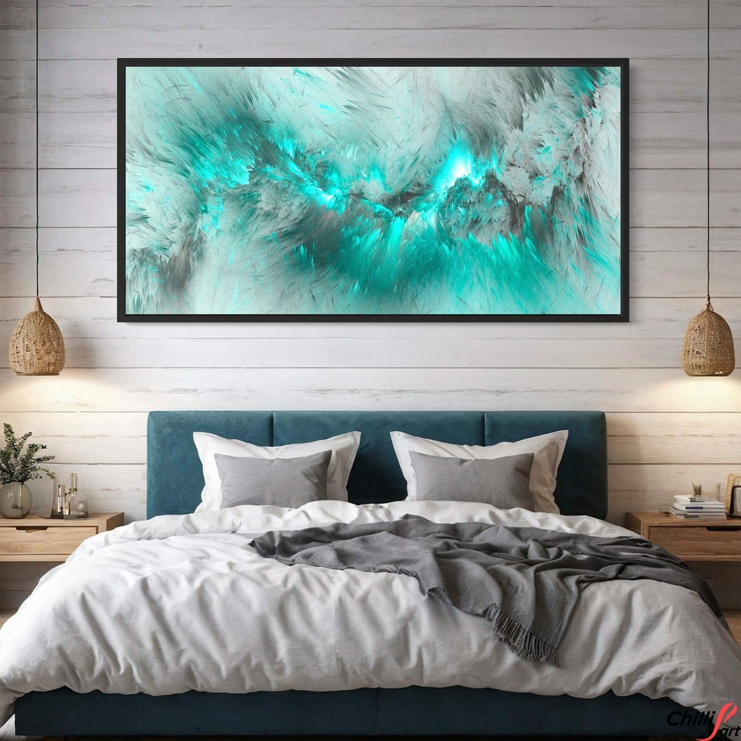 Картина Grey & Turquoise Cloud - 40х80 см - БЕЗ РАМКИ