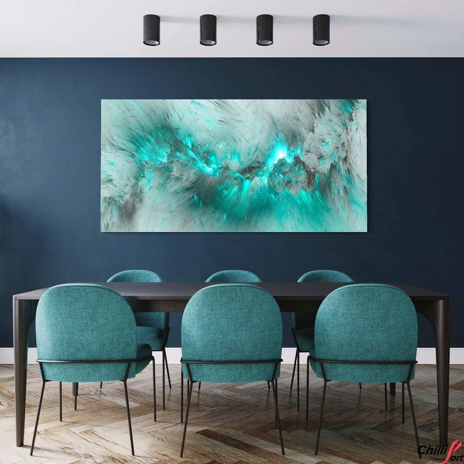 Картина Grey & Turquoise Cloud - 40х80 см - БЕЗ РАМКИ