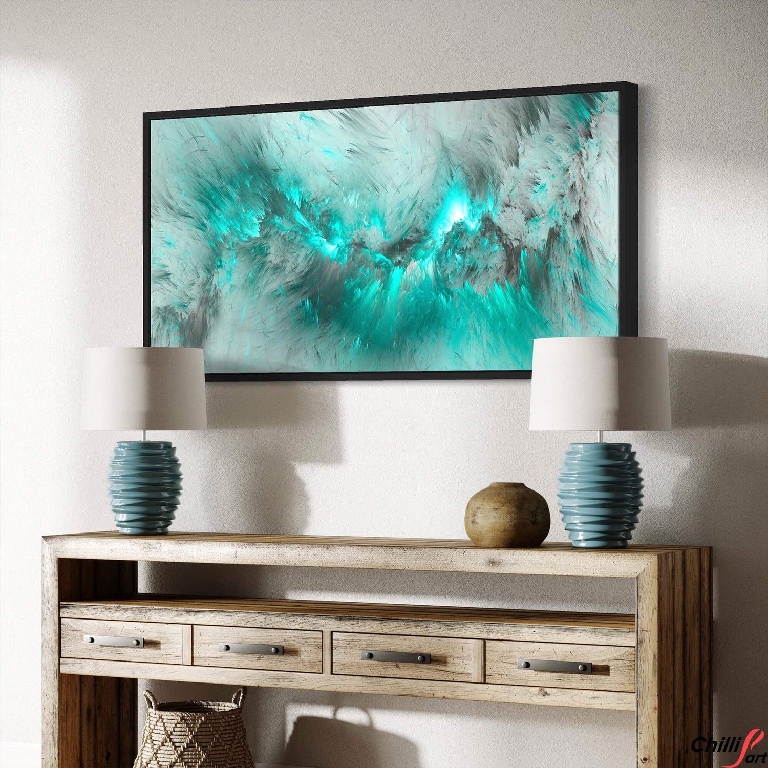 Картина Grey & Turquoise Cloud - 40х80 см - БЕЗ РАМКИ