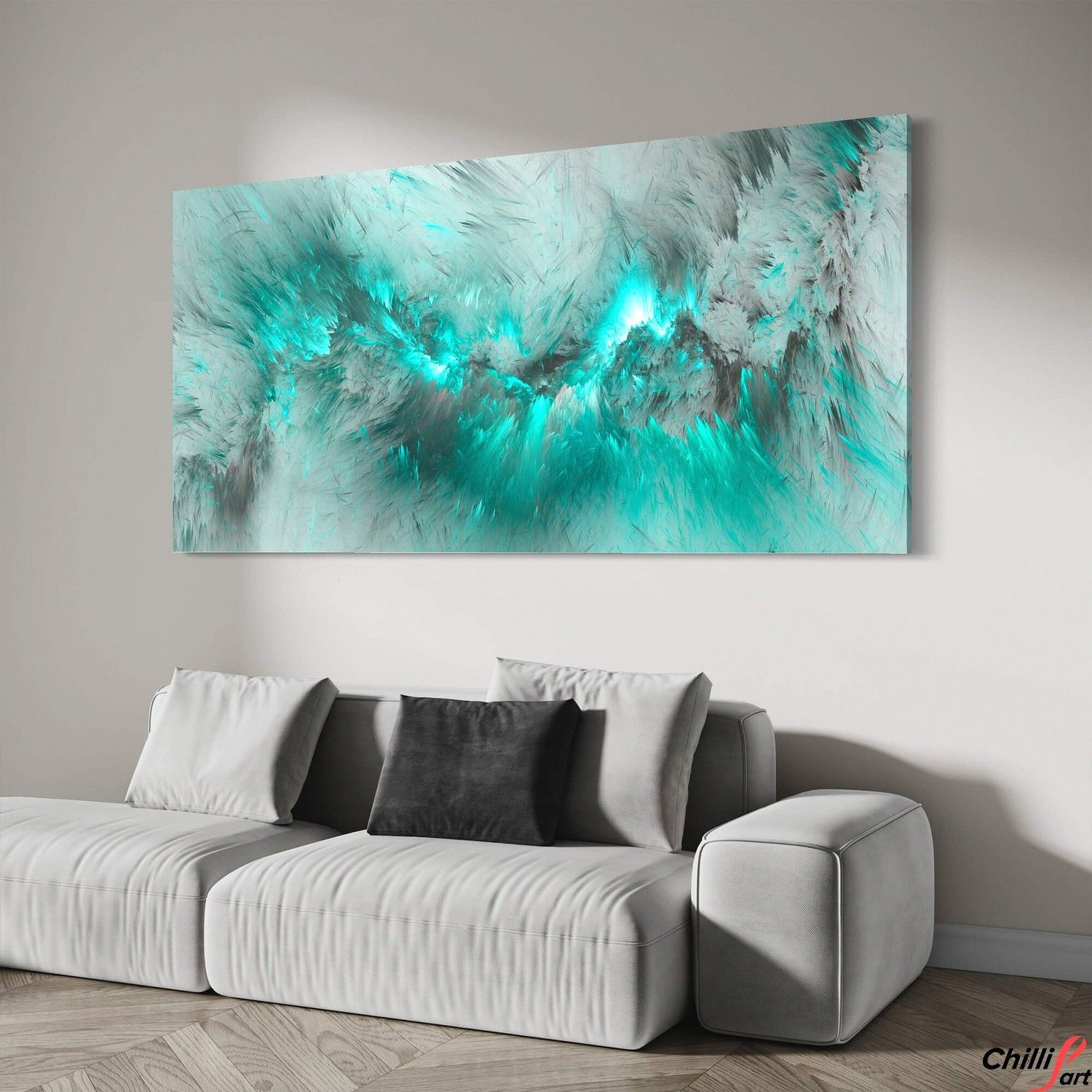 Картина Grey & Turquoise Cloud - 40х80 см - БЕЗ РАМКИ