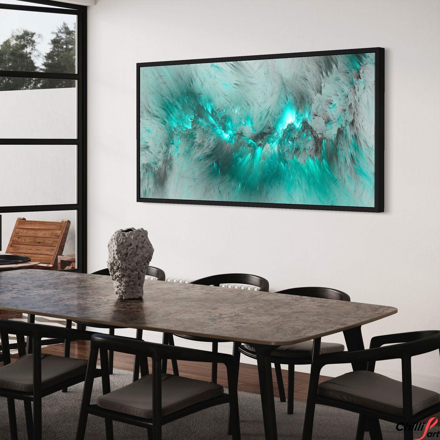 Картина Grey & Turquoise Cloud - 40х80 см - БЕЗ РАМКИ