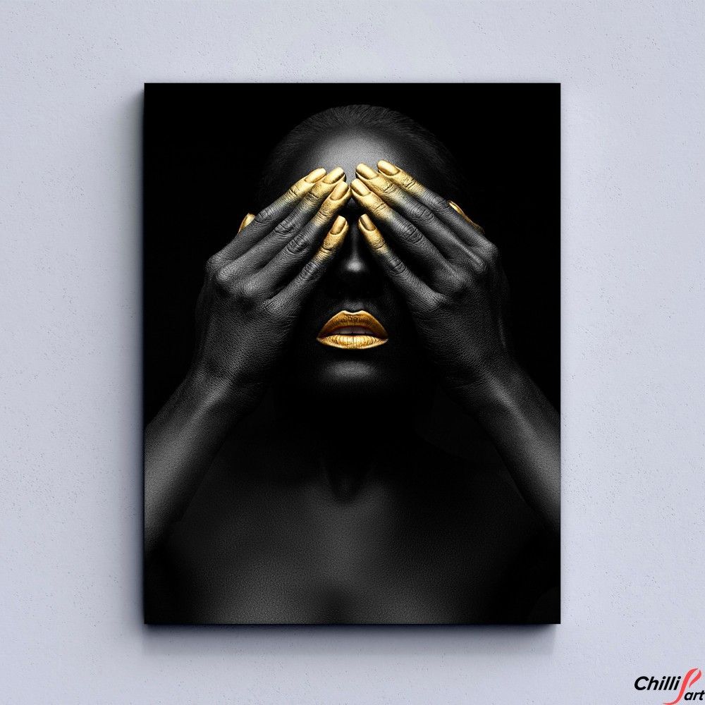 Картина Black & Gold Woman Aesthetiс - 3 картины 45х60 см - Без рамки
