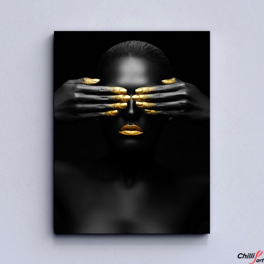 Картина Black & Gold Woman Aesthetiс - 3 картины 50х65 см - Без рамки