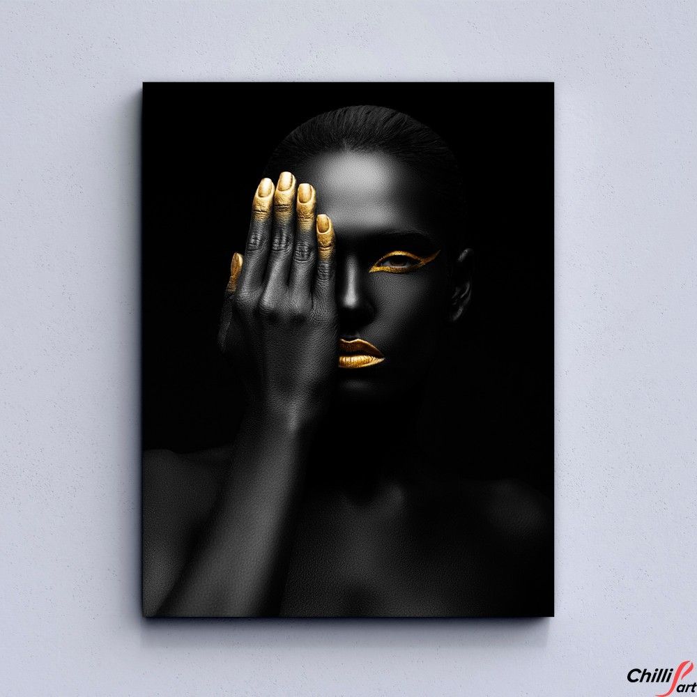 Картина Black & Gold Woman Aesthetiс - 3 картины 50х65 см - Без рамки