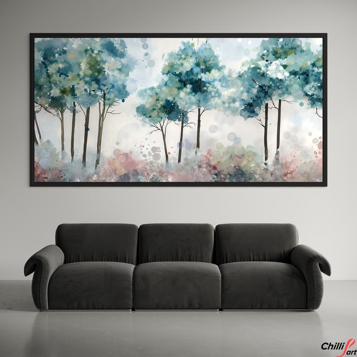 Картина Watercolor Woodland Landscape - 90x180 см - БЕЗ РАМКИ