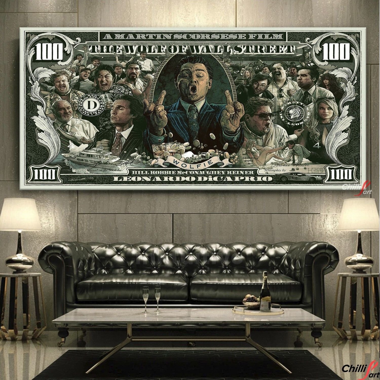 Картина 100$ Wolfie - 40х80 см - Без рамки